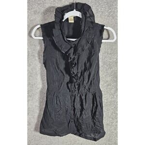 Love Notes Semi-Sheer Ruffle Top Womens Size XL Black Grunge Witchy Whimsigoth